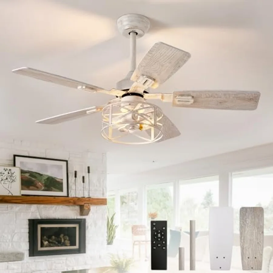 42-Inch Ceiling Fans with Lights: Caged Ceiling Fans Dual Finish 5 Blades - Farmhouse Ceiling Fan with Remote Control for Rusti
42-Inch Ceiling Fans with Lights: Caged Ceiling Fans Dual Finish 5 Blades - Farmhouse Ceiling Fan with Remote Control for Rusti
