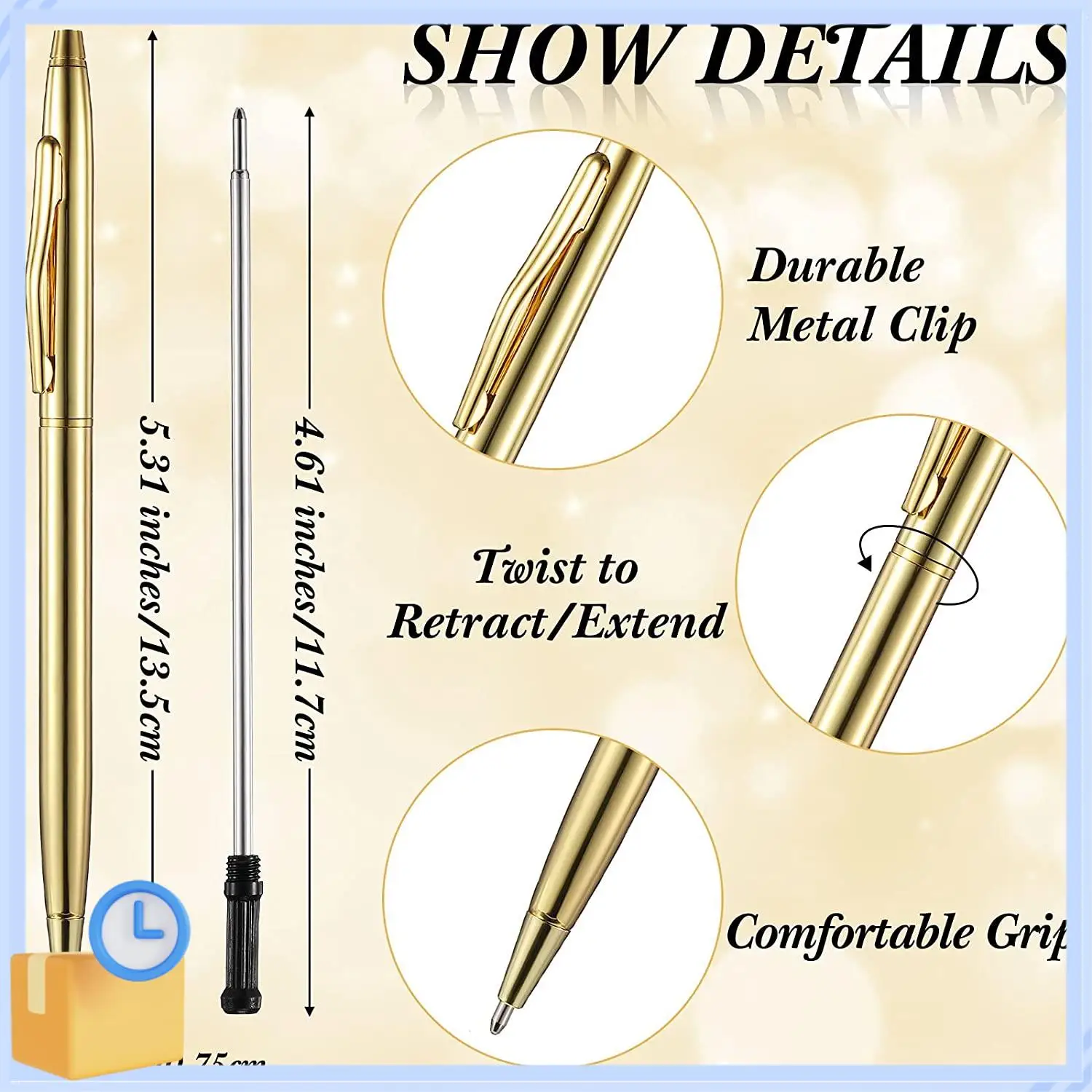Popular 12 PCS Gold Slim Ballpoint Pens Black Ink 1 Mm Medium Point Metallic Retractable Pens For Students Teachers Office
Popular 12 PCS Gold Slim Ballpoint Pens Black Ink 1 Mm Medium Point Metallic Retractable Pens For Students Teachers Office