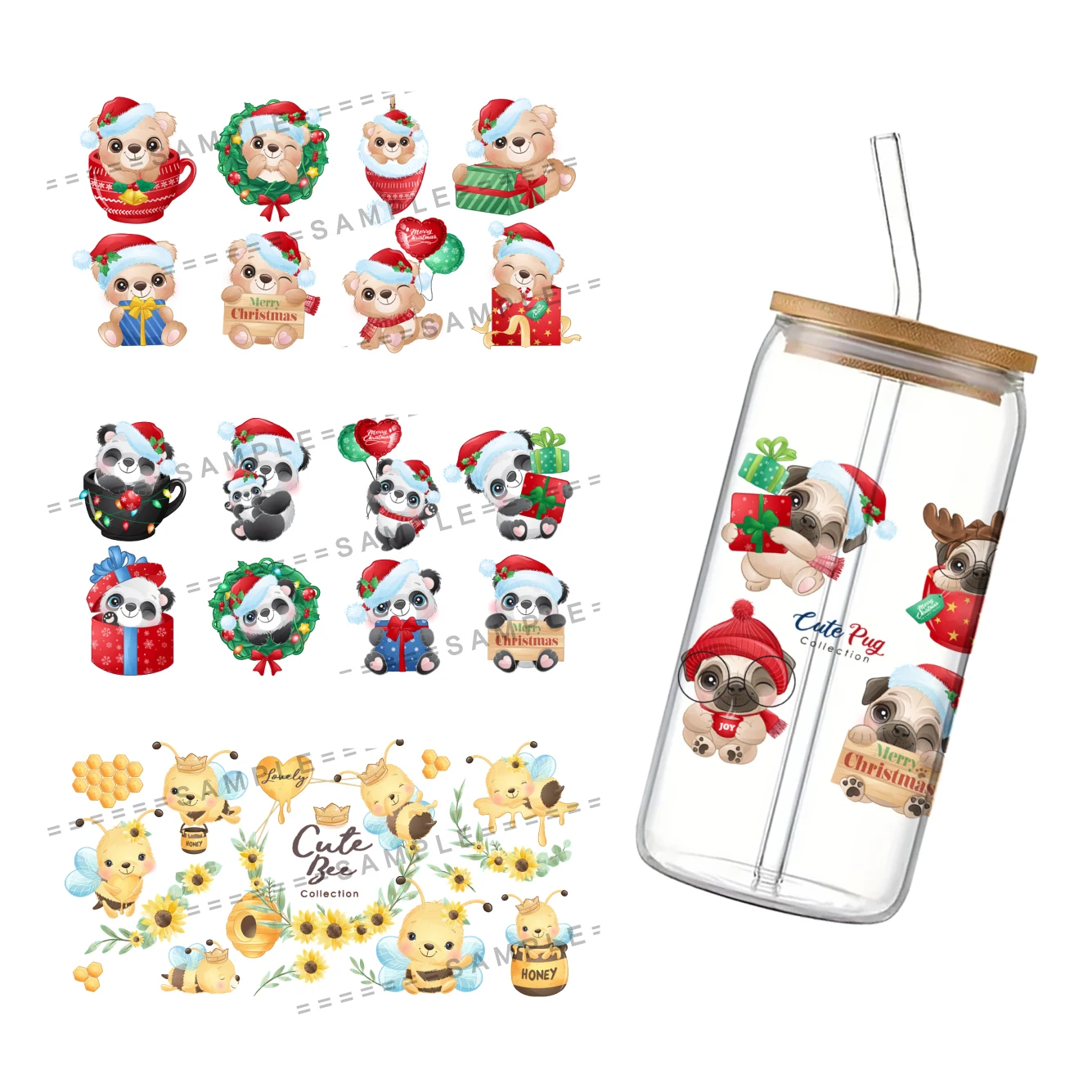 Cartoon Zoo Animals Cute Designs Xmas UV DTF Transfer Sticker Waterproof Transfers Decals For 16oz Glass Cup Wrap Stickers
Cartoon Zoo Animals Cute Designs Xmas UV DTF Transfer Sticker Waterproof Transfers Decals For 16oz Glass Cup Wrap Stickers