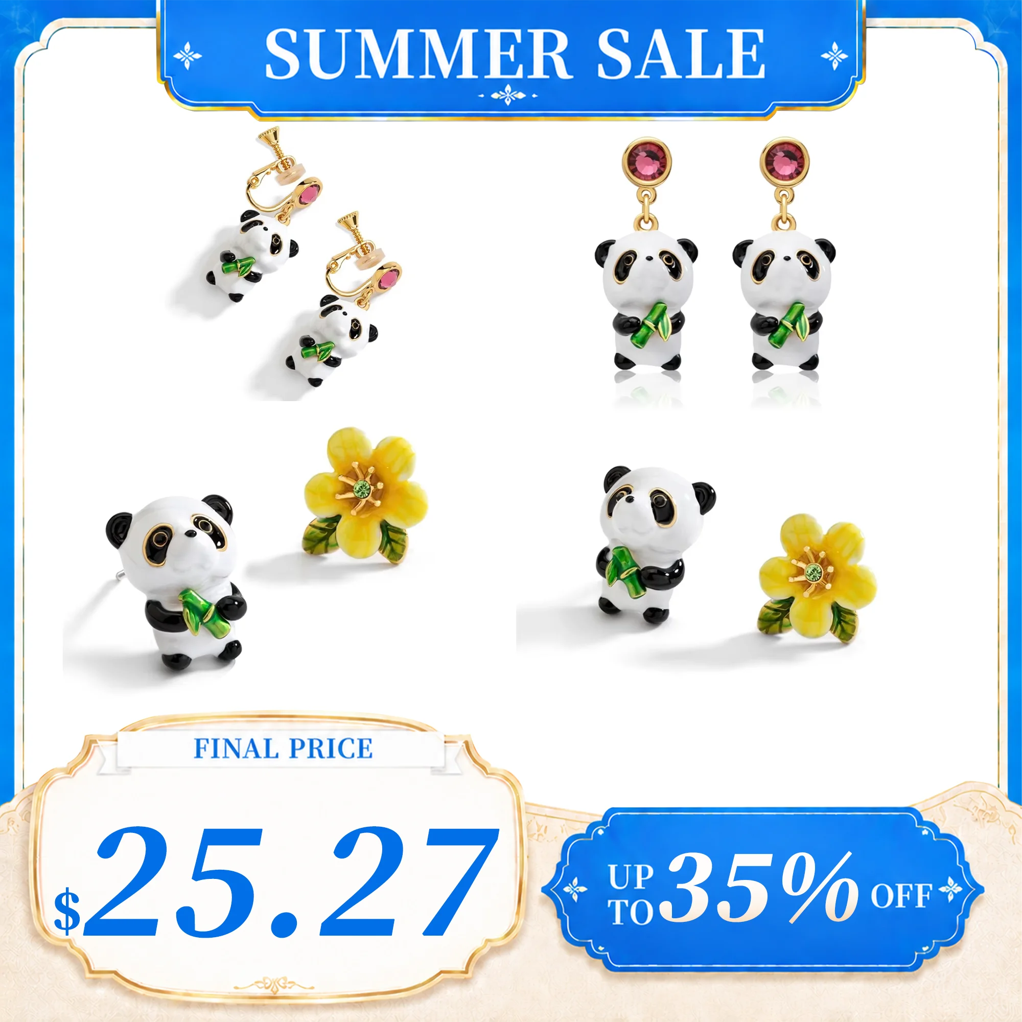 Juicy Grape Enamel Cute Panda Stud Earrings Clip-On Earrings Gold-Plated Animal and Floral Theme Women's Jewelry Gift
Juicy Grape Enamel Cute Panda Stud Earrings Clip-On Earrings Gold-Plated Animal and Floral Theme Women's Jewelry Gift