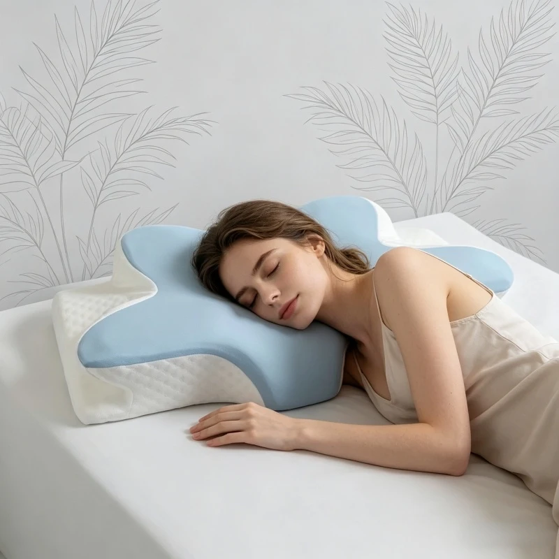 Ergonomic Horn Butterfly Sleep Pillow 2026 Solid Color Blue Memory Foam Special-shaped Slow Rebound Neck Protection Bed Pillow
Ergonomic Horn Butterfly Sleep Pillow 2026 Solid Color Blue Memory Foam Special-shaped Slow Rebound Neck Protection Bed Pillow