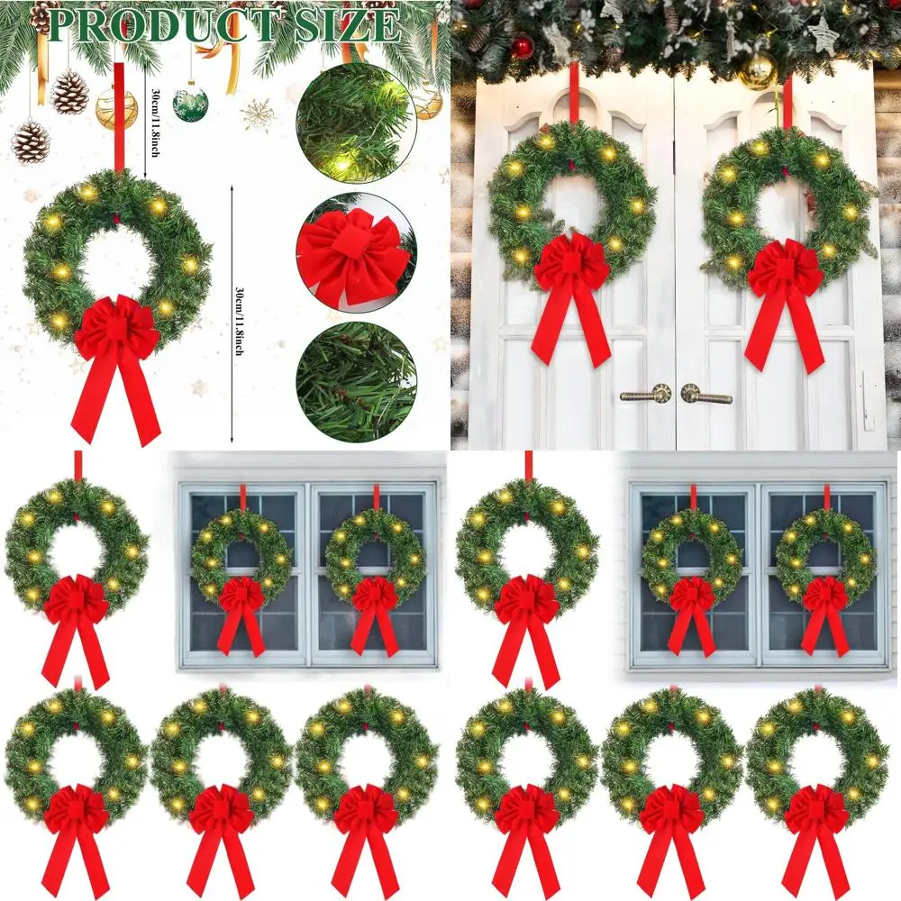 11.8 LED-lit Christmas Wreath with Bow, Artificial Greenery for Home Porch, Wall & Fireplace Decor
11.8 LED-lit Christmas Wreath with Bow, Artificial Greenery for Home Porch, Wall & Fireplace Decor