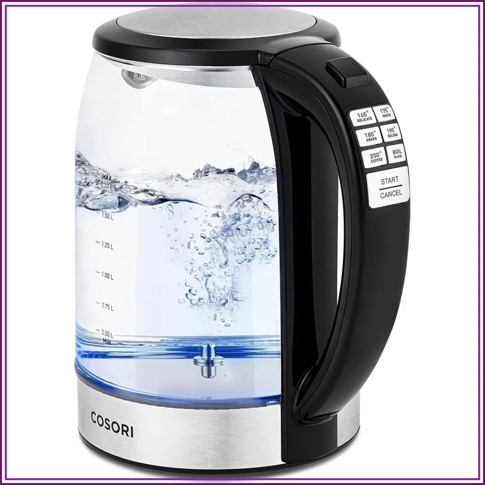 Electric Kettle with 6 Presets, 1.7L, 304 Stainless Steel, Keep Warm, Auto-Off
Electric Kettle with 6 Presets, 1.7L, 304 Stainless Steel, Keep Warm, Auto-Off