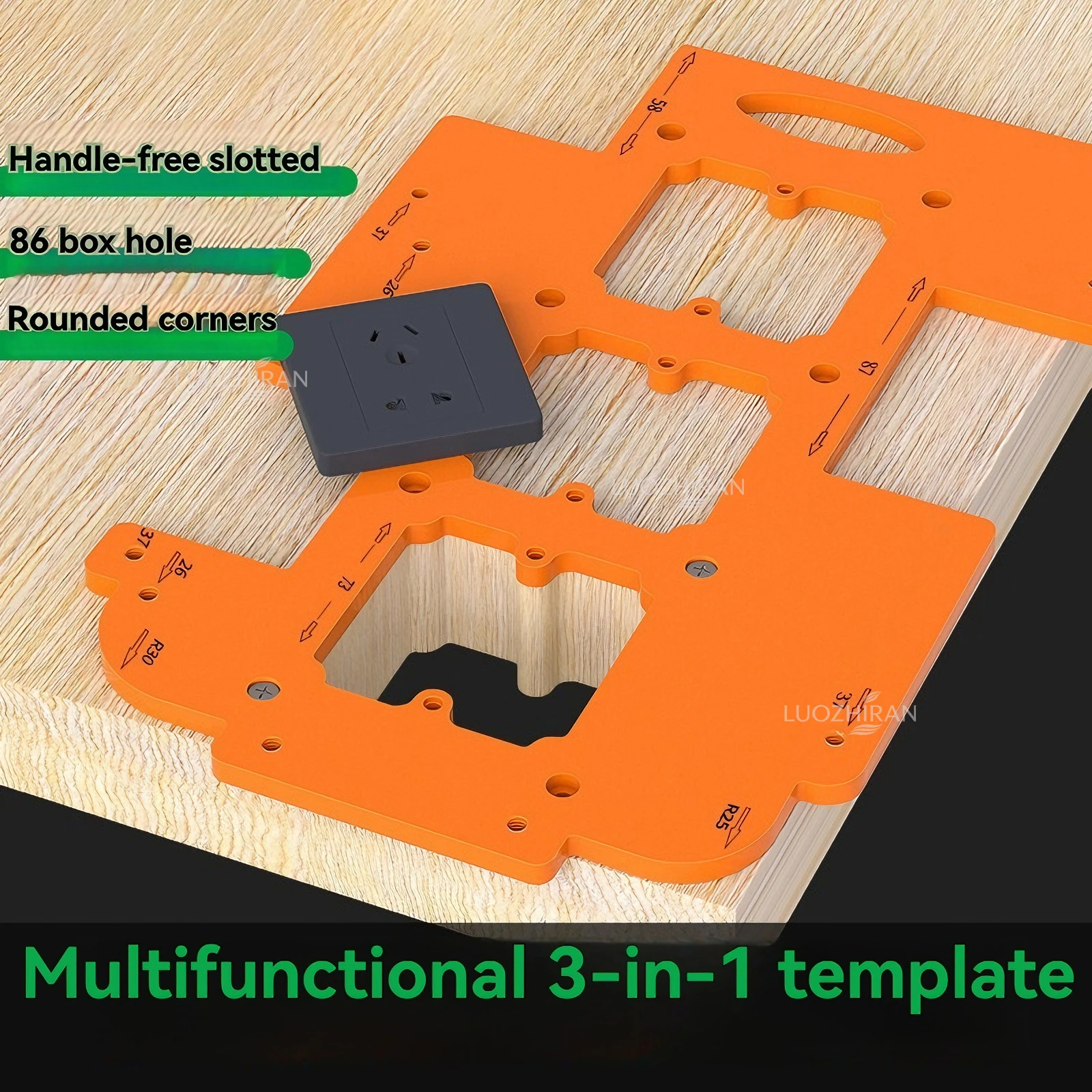 Multifunctional Woodworking Locator Template for 86 Type Switch Socket Hole Drilling Cabinet Handle Slotting Radius Milling
Multifunctional Woodworking Locator Template for 86 Type Switch Socket Hole Drilling Cabinet Handle Slotting Radius Milling