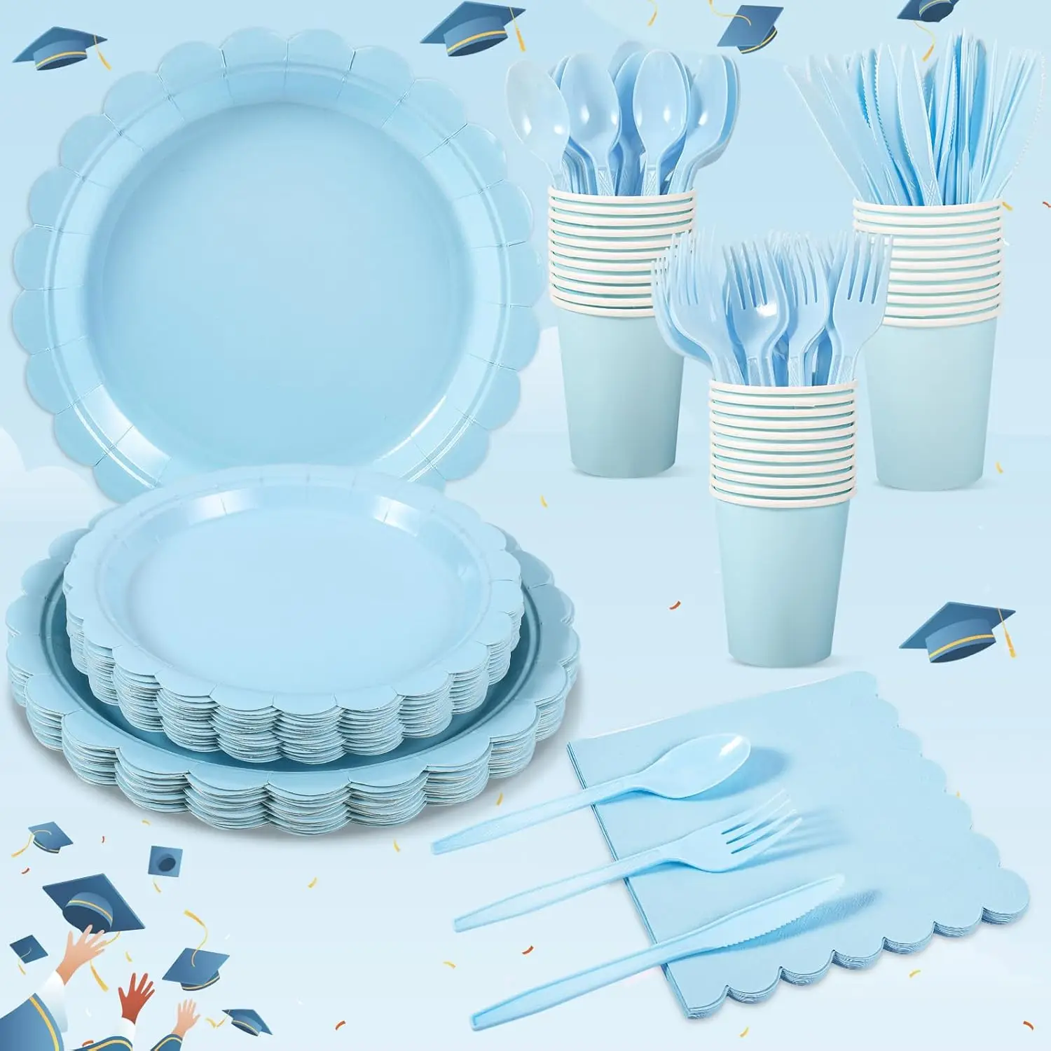 175 Pcs Light Blue Paper Plates And Napkins, Blue Graudation Party Supplies Lude Light Blue Scalloped Plates Napkins Cups
175 Pcs Light Blue Paper Plates And Napkins, Blue Graudation Party Supplies Lude Light Blue Scalloped Plates Napkins Cups