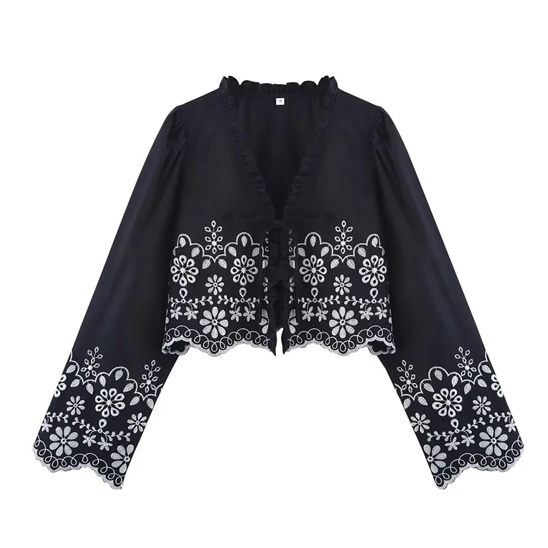 YENKYE 2025 Women Hollow Out Embroidery Crop Shirt Long Sleeve V Neck Black White Blouse Streetwear Spring Summer Tops
YENKYE 2025 Women Hollow Out Embroidery Crop Shirt Long Sleeve V Neck Black White Blouse Streetwear Spring Summer Tops