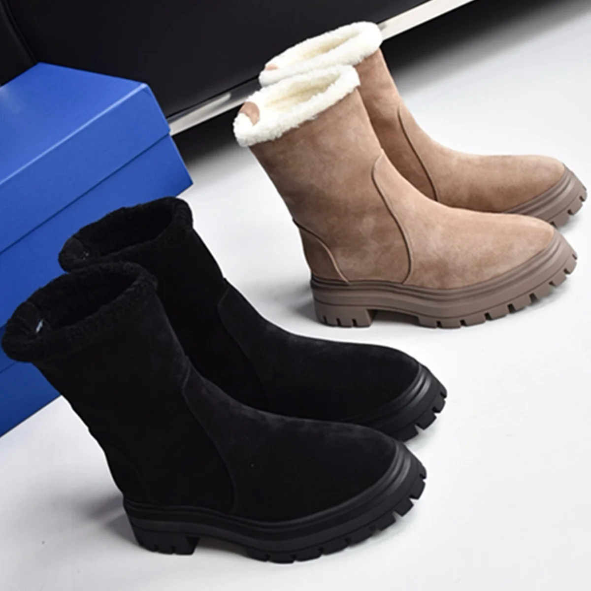 Jenny&Dave Winter Women's Boots Nordic Minimalist Cow Suede Lamb Fur Snow Boots Women's Boots Woman shoes Women's High Boots
Jenny&Dave Winter Women's Boots Nordic Minimalist Cow Suede Lamb Fur Snow Boots Women's Boots Woman shoes Women's High Boots