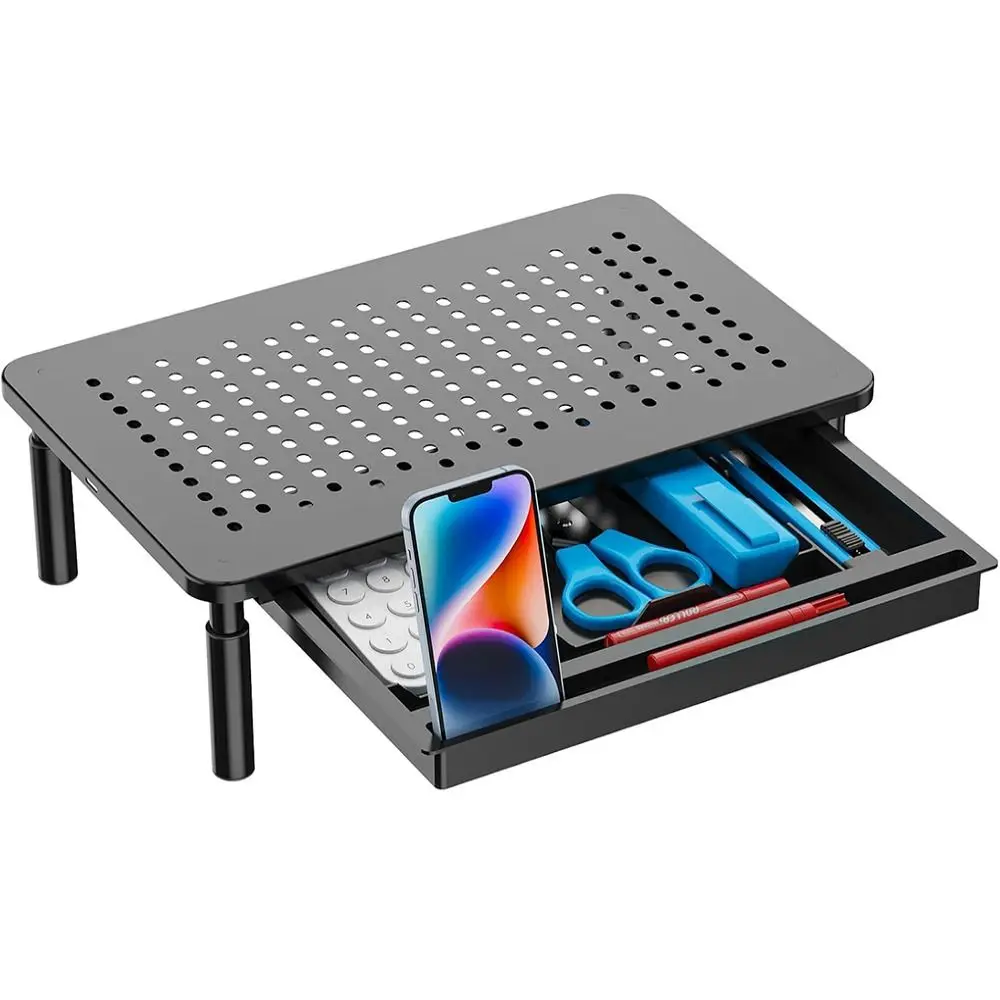 Multi-use Adjustable Computer Monitor Stand Metal Heightening Laptop Cooling Bracket with Storage Drawer PC Monitor Holder
Multi-use Adjustable Computer Monitor Stand Metal Heightening Laptop Cooling Bracket with Storage Drawer PC Monitor Holder