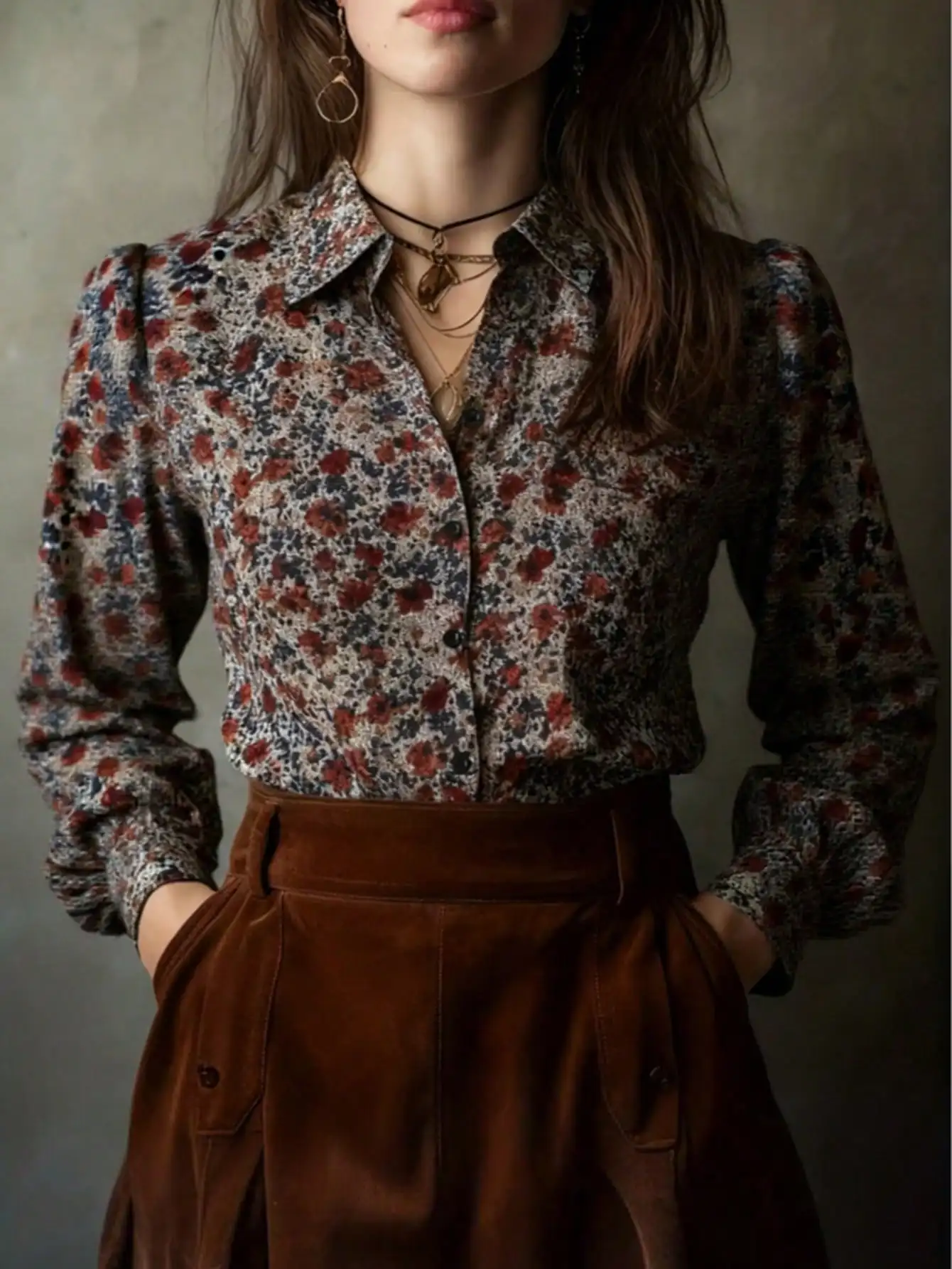 Ditsy Floral Print Long Sleeve Button-Up Blouse for Women, Loose Fit Casual Shirt
Ditsy Floral Print Long Sleeve Button-Up Blouse for Women, Loose Fit Casual Shirt