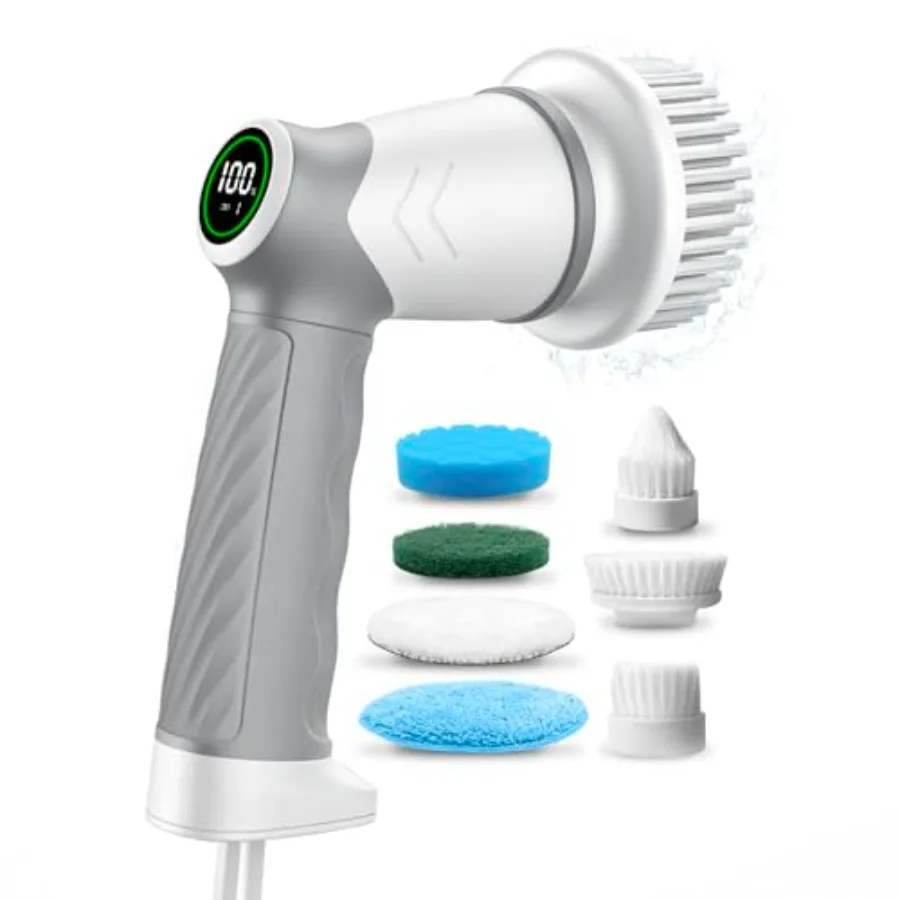 Electric Spin Scrubber, Cordless Power Scrubber and Electric Cleaning Brush with 7 Replaceable Heads, Dual Speed IPX7 Waterproo
Electric Spin Scrubber, Cordless Power Scrubber and Electric Cleaning Brush with 7 Replaceable Heads, Dual Speed IPX7 Waterproo