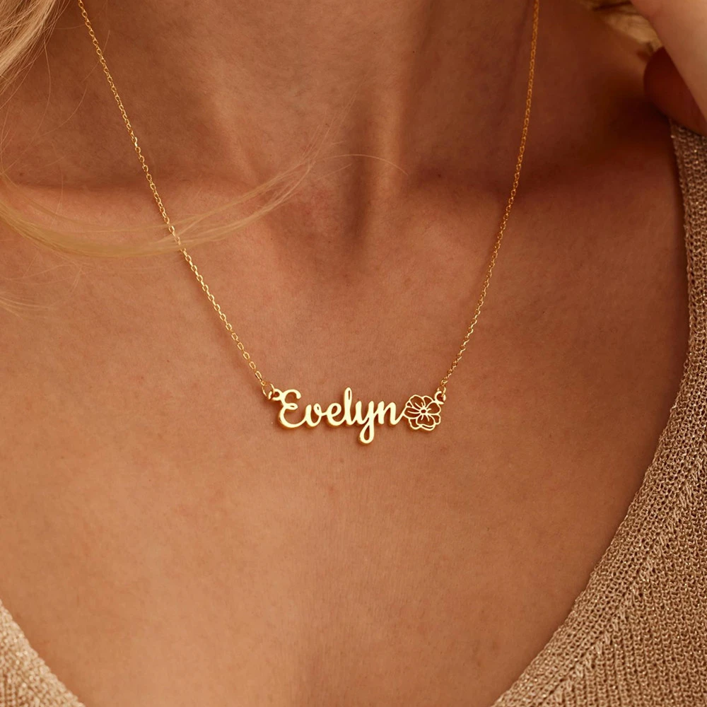 Custom Birth Flower Name Necklace Birthday Gift for Women Personalized Nameplate Birth Flower Pendant Necklaces Chain Choker
Custom Birth Flower Name Necklace Birthday Gift for Women Personalized Nameplate Birth Flower Pendant Necklaces Chain Choker