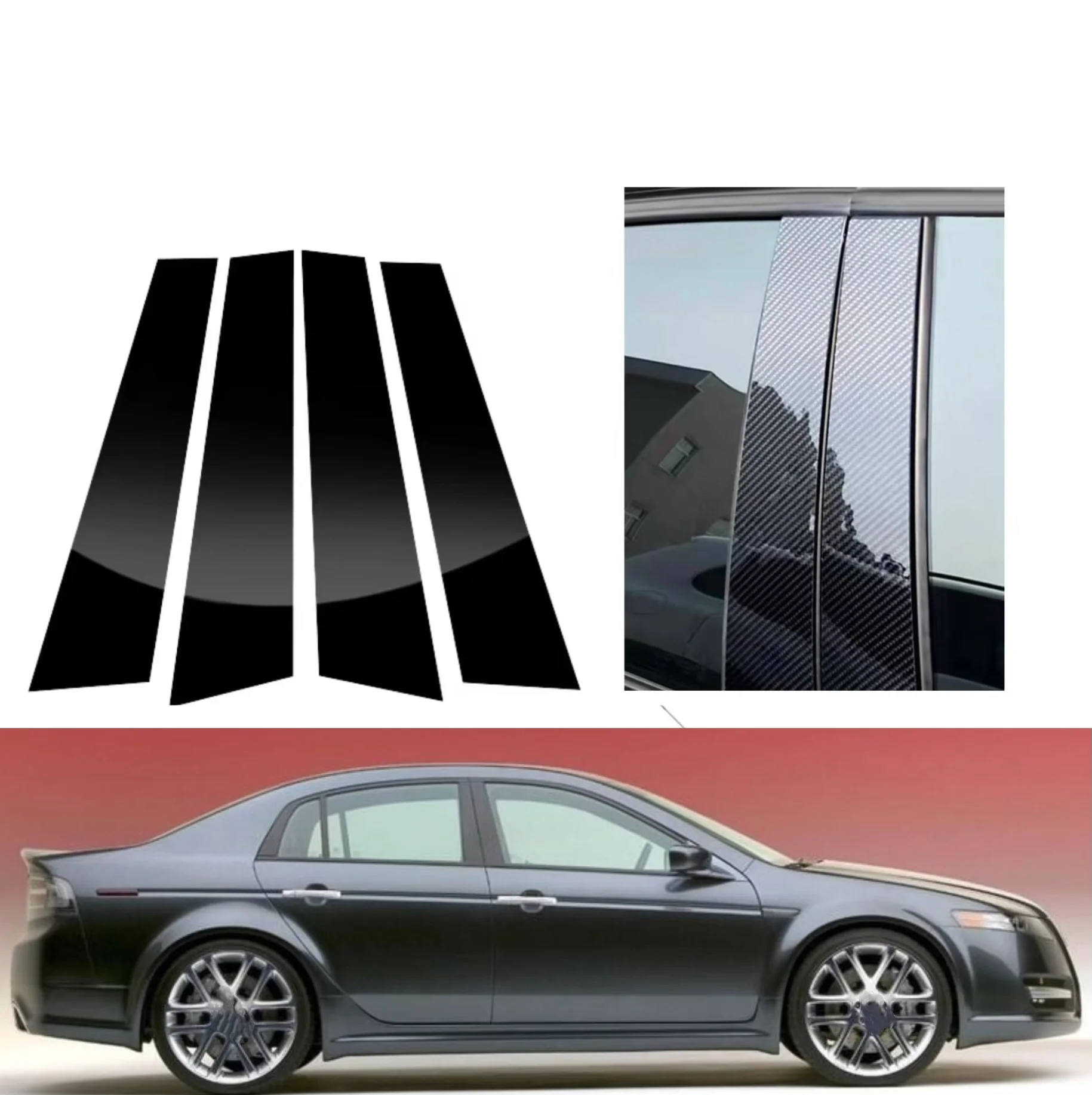 4PCS Glossy Black Silver Carbon Pillar Post Fit For Acura TL UA6 UA7 UC 2003-2008 Door Window Column BC Trim Sticker Cover
4PCS Glossy Black Silver Carbon Pillar Post Fit For Acura TL UA6 UA7 UC 2003-2008 Door Window Column BC Trim Sticker Cover