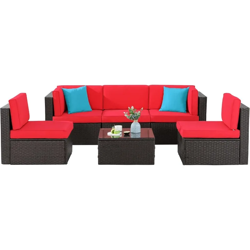 6 Pieces Patio Furniture Sets Outdoor All-Weather Sectional Patio Sofa Set PE Rattan Manual Weaving Wicker Patio Conv
6 Pieces Patio Furniture Sets Outdoor All-Weather Sectional Patio Sofa Set PE Rattan Manual Weaving Wicker Patio Conv