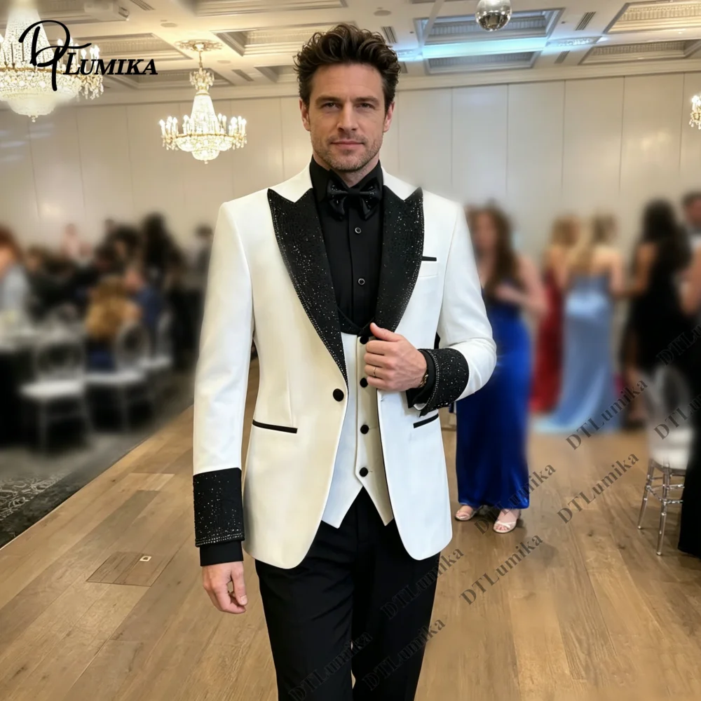 Men's Three Piece Suit Set, Jacket + Waistcoat + Trousers Rhinestones Lapel Groom Wedding Suit Banquet Gala Party Tuxedo for Men
Men's Three Piece Suit Set, Jacket + Waistcoat + Trousers Rhinestones Lapel Groom Wedding Suit Banquet Gala Party Tuxedo for Men