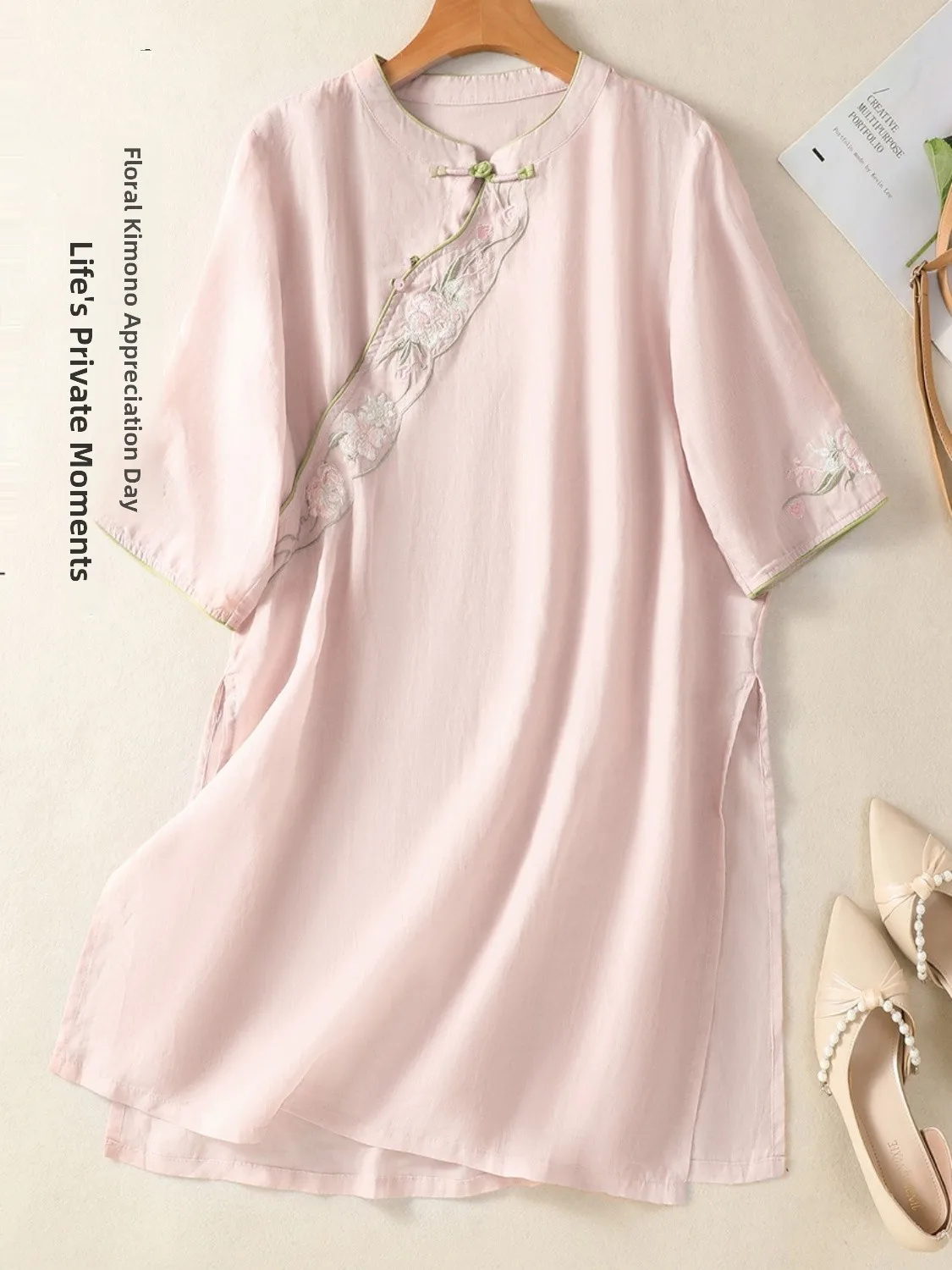 Korean Japanese Cotton Linen Shirt Dress Embroidery Heavy Work Oblique Collar Zen Tea Clothing Women's Fashion Casual Wear
Korean Japanese Cotton Linen Shirt Dress Embroidery Heavy Work Oblique Collar Zen Tea Clothing Women's Fashion Casual Wear