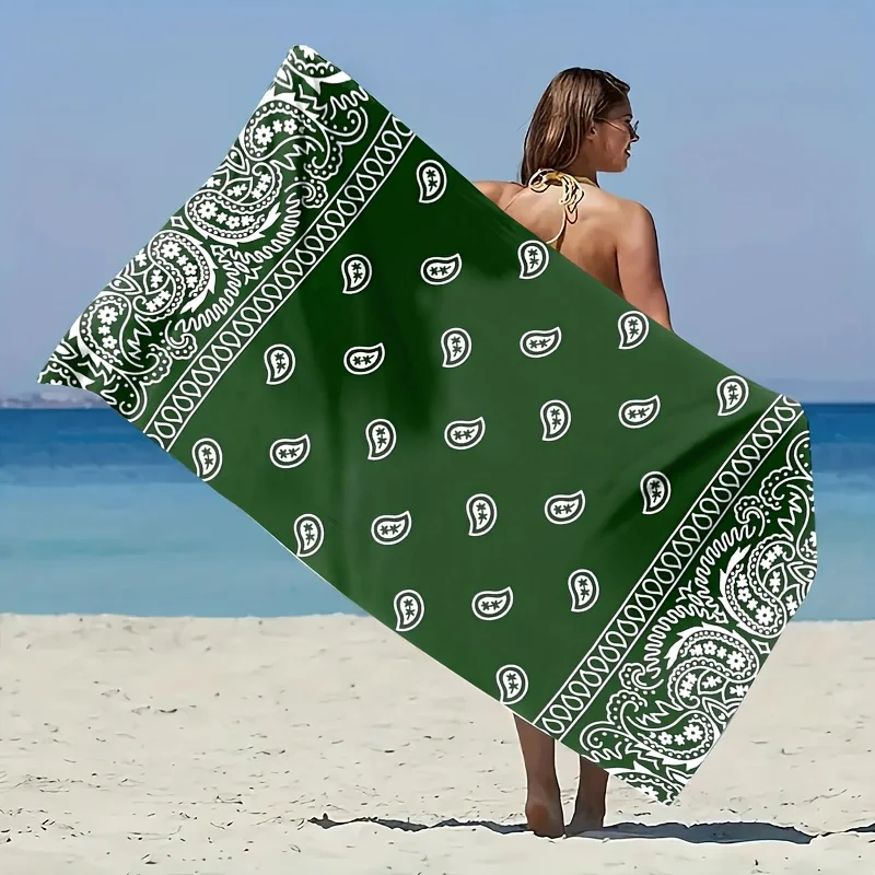 Green Paisley Bandana Beach Towel Classic Print Soft Quick-Dry Large Bath Towel for Travel Swim Pool Home Decor
Green Paisley Bandana Beach Towel Classic Print Soft Quick-Dry Large Bath Towel for Travel Swim Pool Home Decor