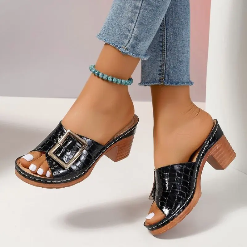 Printing Chunky High Heels Women Summer Slippers Square Toe Female Mules Shoes Leather Slides Flip Flops Dress Shoes Plus Siz 43
Printing Chunky High Heels Women Summer Slippers Square Toe Female Mules Shoes Leather Slides Flip Flops Dress Shoes Plus Siz 43