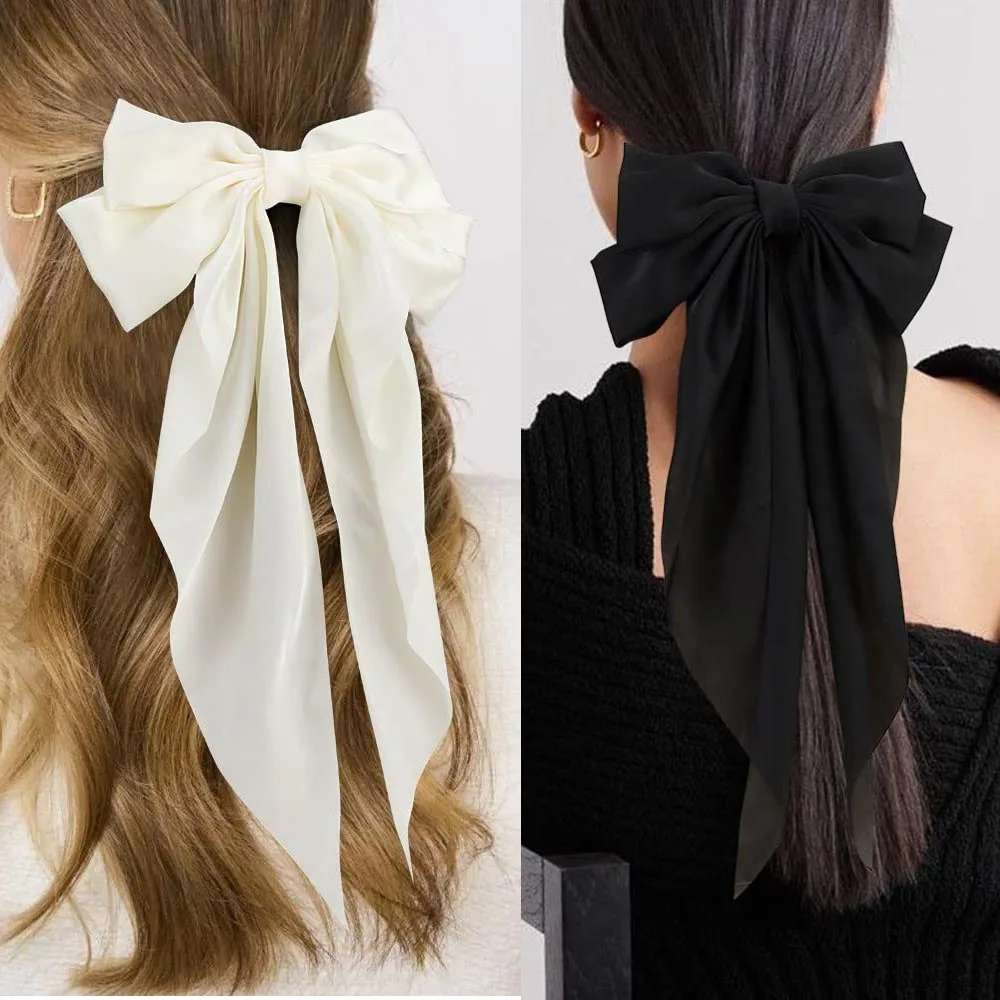 4Pcs Elegant Oversize Bowknot Hair Clip With Long Tail For Girls Ribbon Bow Spring Clip Ponytail Bow Hairpins Hair Accessories
4Pcs Elegant Oversize Bowknot Hair Clip With Long Tail For Girls Ribbon Bow Spring Clip Ponytail Bow Hairpins Hair Accessories