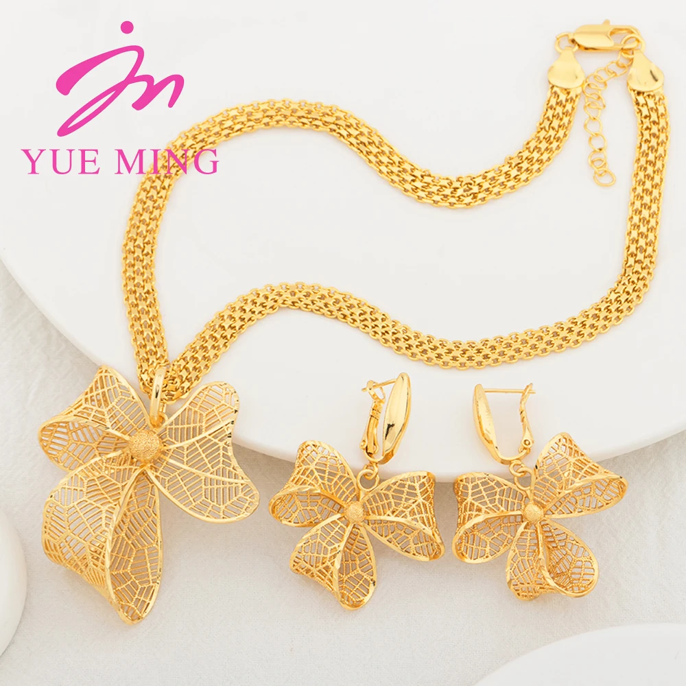 YM Dubai Gold Color Jewelry Sets for Women Copper Necklace Earrings Bowknot Pendant African Bridal Wedding Jewelry Accessories
YM Dubai Gold Color Jewelry Sets for Women Copper Necklace Earrings Bowknot Pendant African Bridal Wedding Jewelry Accessories