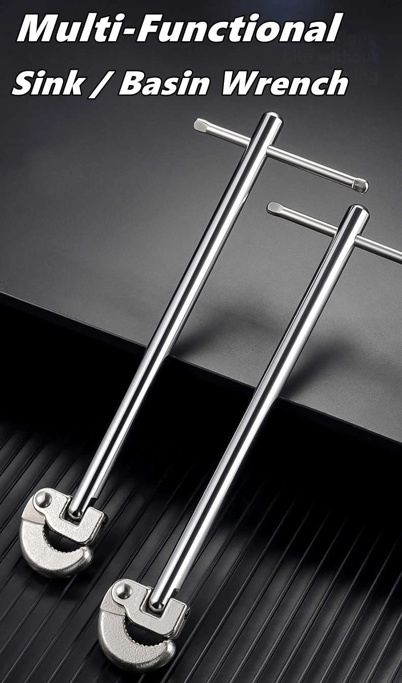 Многофункциональный ключ для раковин и сливов для установки и ремонта гайок, используемых в сантехнических работах под раковинами, для монтажа сливов в ванных комнатах
Многофункциональный ключ для раковин и сливов для установки и ремонта гайок, используемых в сантехнических работах под раковинами, для монтажа сливов в ванных комнатах