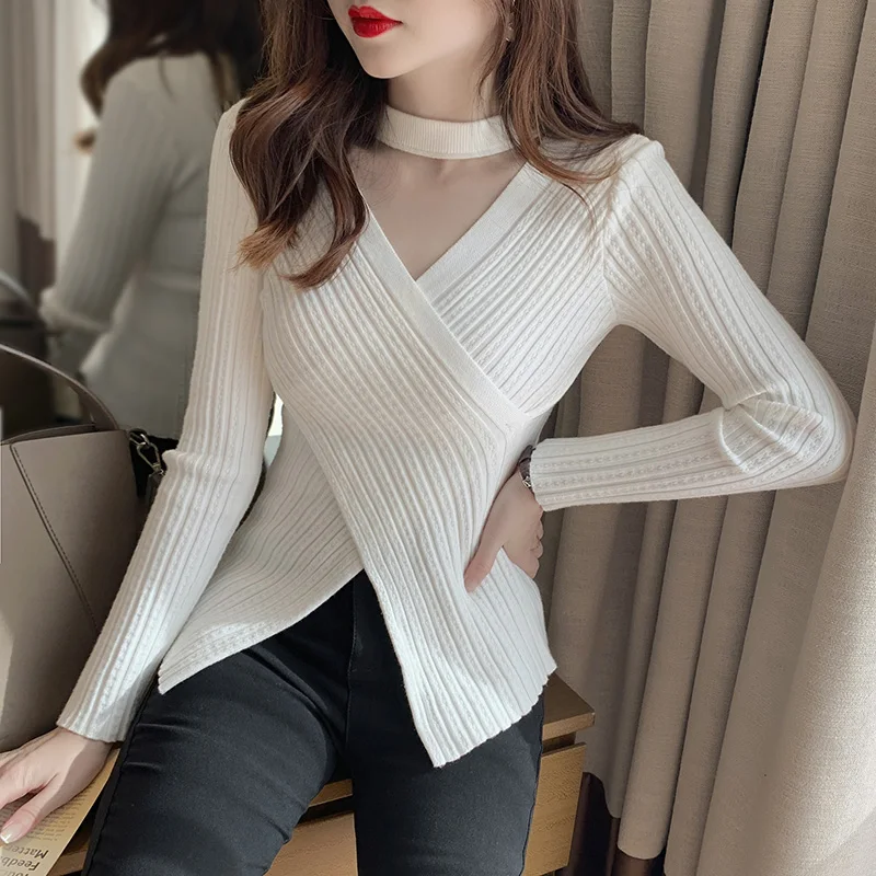 Sweaters Knitted Sweater Women Pullovers New Black V-Neck Slim Knit Sweater Pullover Women Tops Long Sleeve Women Clothing Q3383
Sweaters Knitted Sweater Women Pullovers New Black V-Neck Slim Knit Sweater Pullover Women Tops Long Sleeve Women Clothing Q3383