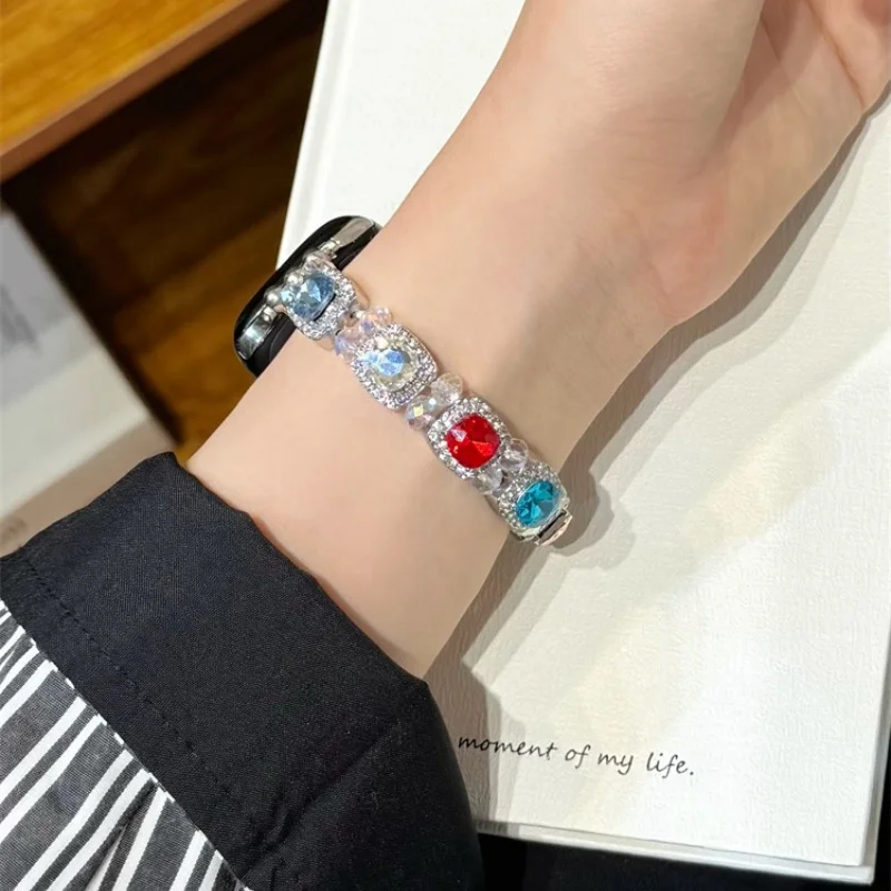Square Sugar Colored Gemstone Metal Sparkling Diamond Compatible iWatch Strap 38mm 40mm 41mm 42mm 44mm 45mm 49mm Fashion Strap
Square Sugar Colored Gemstone Metal Sparkling Diamond Compatible iWatch Strap 38mm 40mm 41mm 42mm 44mm 45mm 49mm Fashion Strap