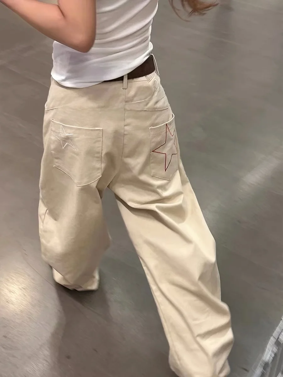 American Retro Khaki Star Embroidery Wide Leg Pants Summer Thin New Style 2026 Floor Length Pants Casual High Waist Jeans
American Retro Khaki Star Embroidery Wide Leg Pants Summer Thin New Style 2026 Floor Length Pants Casual High Waist Jeans