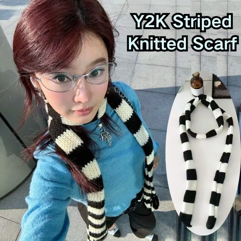 Y2k Black White Striped Knitted Scarf Harajuku Narrow Long Women Scarves Punk Choker Women Warm Neck Scarves Shawl Neckerchief
Y2k Black White Striped Knitted Scarf Harajuku Narrow Long Women Scarves Punk Choker Women Warm Neck Scarves Shawl Neckerchief