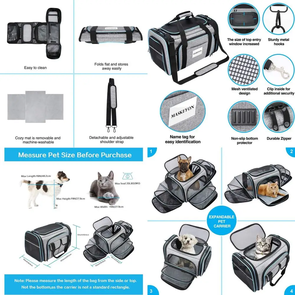 Большая расширяемая мягкая переноска для домашних животных для путешествий TSA со съемной флисовой подушечкой и карманами
Большая расширяемая мягкая переноска для домашних животных для путешествий TSA со съемной флисовой подушечкой и карманами