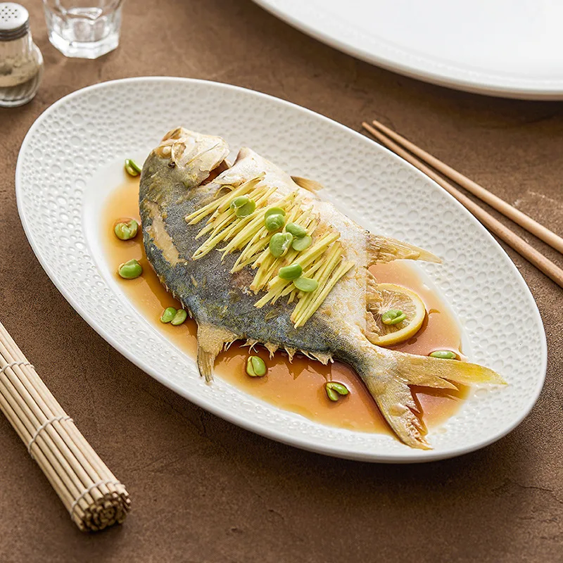 Creative Ceramic Round Fish Plate, High End Hotel Restaurant, Elliptical Steamed Fish Plate, Home Kitchen Supplies
Creative Ceramic Round Fish Plate, High End Hotel Restaurant, Elliptical Steamed Fish Plate, Home Kitchen Supplies