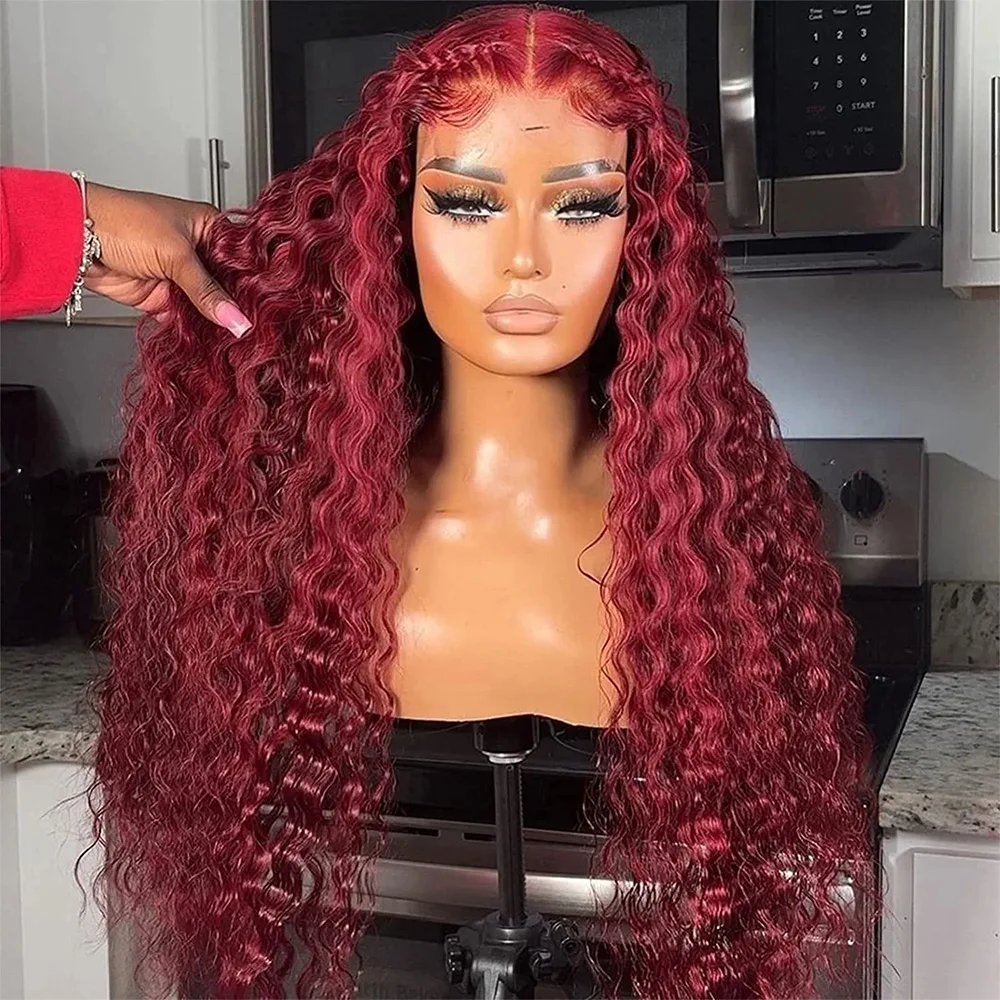30 40 Inch 99J Burgundy Deep Wave 13x6 Lace Front Wig 200% Density Pre Plucked Curly Red Colored 13x4 HD Transparent Lace Frontal Human Hair For Women
30 40 Inch 99J Burgundy Deep Wave 13x6 Lace Front Wig 200% Density Pre Plucked Curly Red Colored 13x4 HD Transparent Lace Frontal Human Hair For Women