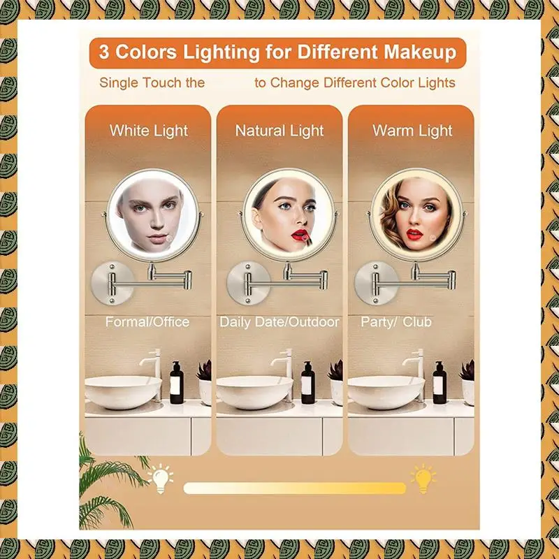8In Chargeable Wall Mounted Vanity/Bathroom Double Side Mirror 1X/10X Enlarge LED&3Color Temp Touch Screen 360° Rotat
8In Chargeable Wall Mounted Vanity/Bathroom Double Side Mirror 1X/10X Enlarge LED&3Color Temp Touch Screen 360° Rotat