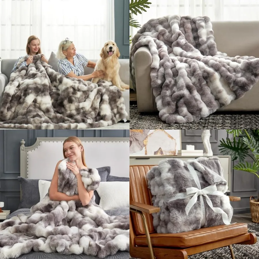Faux Fur Throw Blanket for Couch, Fuzzy Soft Plush Thick Bubble Blanket for Sofa Bedroom Living Room, 50 60 Inch
Faux Fur Throw Blanket for Couch, Fuzzy Soft Plush Thick Bubble Blanket for Sofa Bedroom Living Room, 50 60 Inch