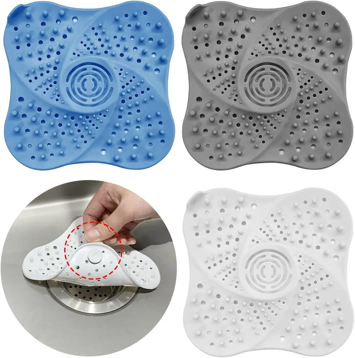 Drain Hair Catcher Sturdy Silicon, Hair Stopper for Shower Drain with Suction Cup, Drain Cover Easy to Install and Clean Suit fo
Drain Hair Catcher Sturdy Silicon, Hair Stopper for Shower Drain with Suction Cup, Drain Cover Easy to Install and Clean Suit fo