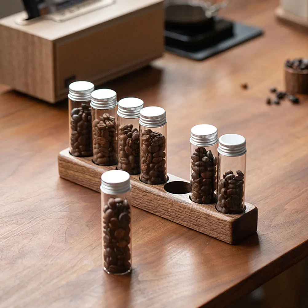 1 Set Glass Coffee Bean Rack 7-Hole Base Sealed Jar Dispenser Wood Stand Transparent Container For Coffee Beans Kitchen Storage
1 Set Glass Coffee Bean Rack 7-Hole Base Sealed Jar Dispenser Wood Stand Transparent Container For Coffee Beans Kitchen Storage