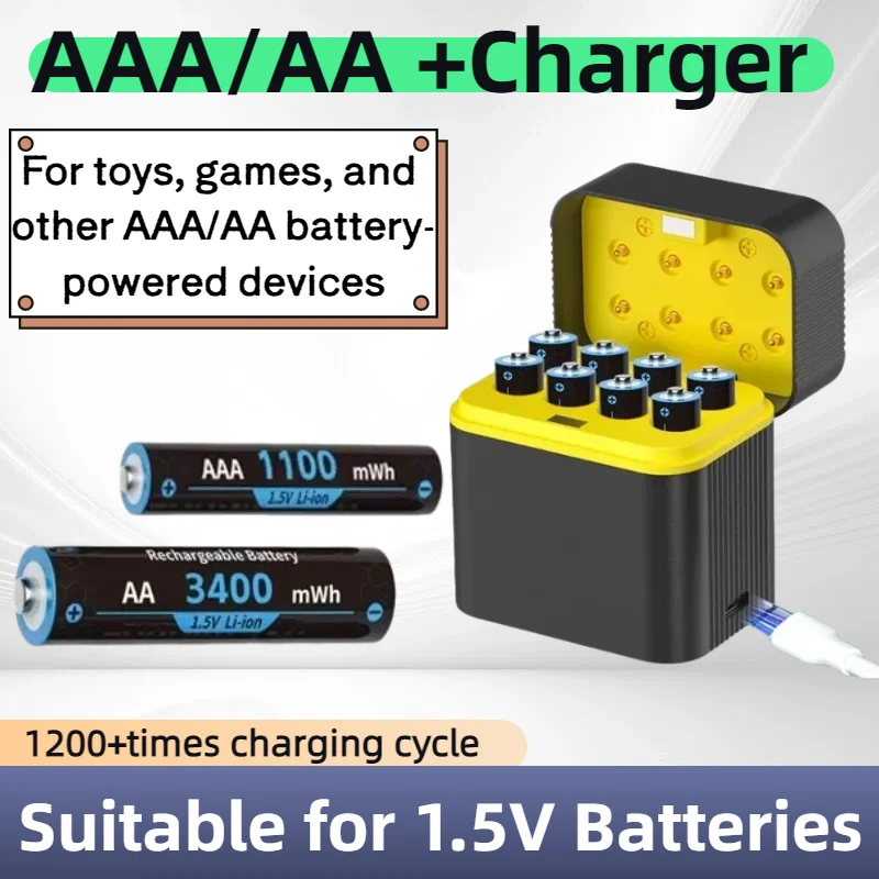 Battery Charger for 1.5V AAA/AA Rechargeable Lithium Batteries Smart Battery Charger Compatiable for Toys Camera Gamepad
Battery Charger for 1.5V AAA/AA Rechargeable Lithium Batteries Smart Battery Charger Compatiable for Toys Camera Gamepad
