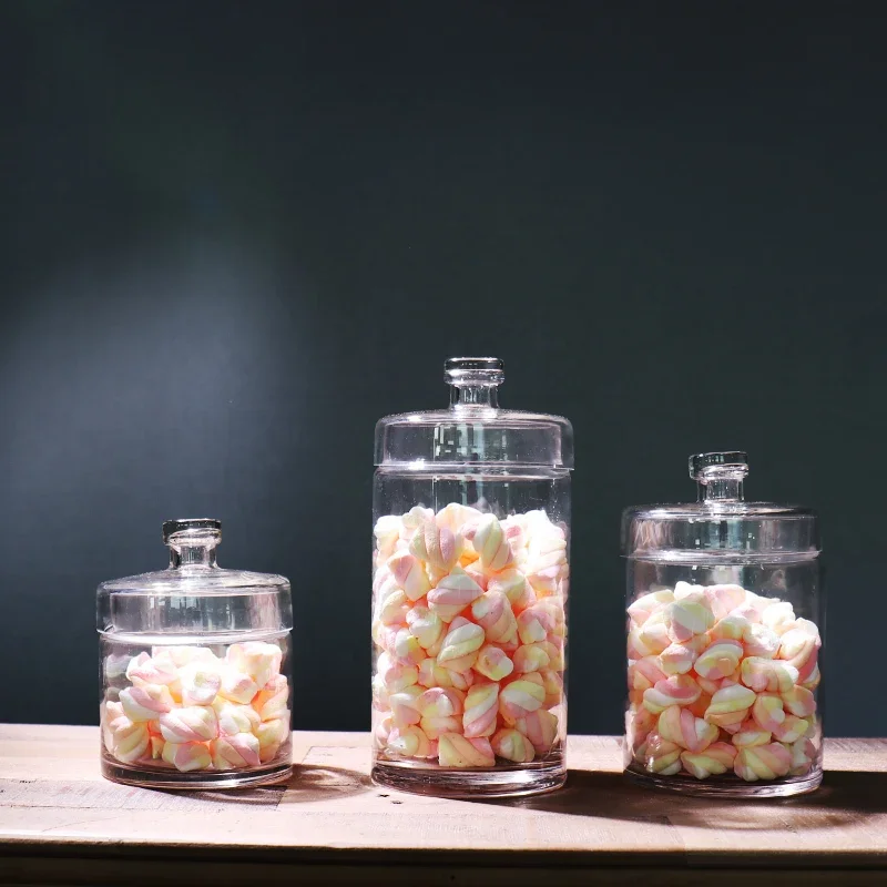 Transparent Glass Food Dried Fruit Candy Jar with Lid Decoration Jar Wedding Arrangement Decoration Household Glass Storage Jars
Transparent Glass Food Dried Fruit Candy Jar with Lid Decoration Jar Wedding Arrangement Decoration Household Glass Storage Jars