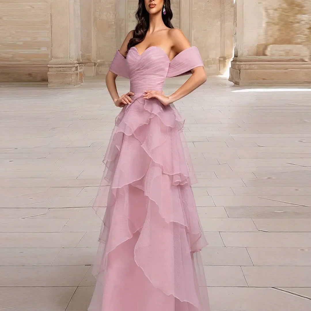 Customized off-the-shoulder evening dress with ruffled edge and sweetheart neckline, formal party dress for ladies
Customized off-the-shoulder evening dress with ruffled edge and sweetheart neckline, formal party dress for ladies