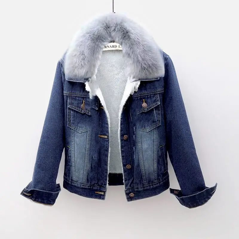 Autumn Winter Denim Jacket for Men Women Stylish Thickened Warm Thick Fur Collar Versatile Outerwear Jeans Parkas
Autumn Winter Denim Jacket for Men Women Stylish Thickened Warm Thick Fur Collar Versatile Outerwear Jeans Parkas