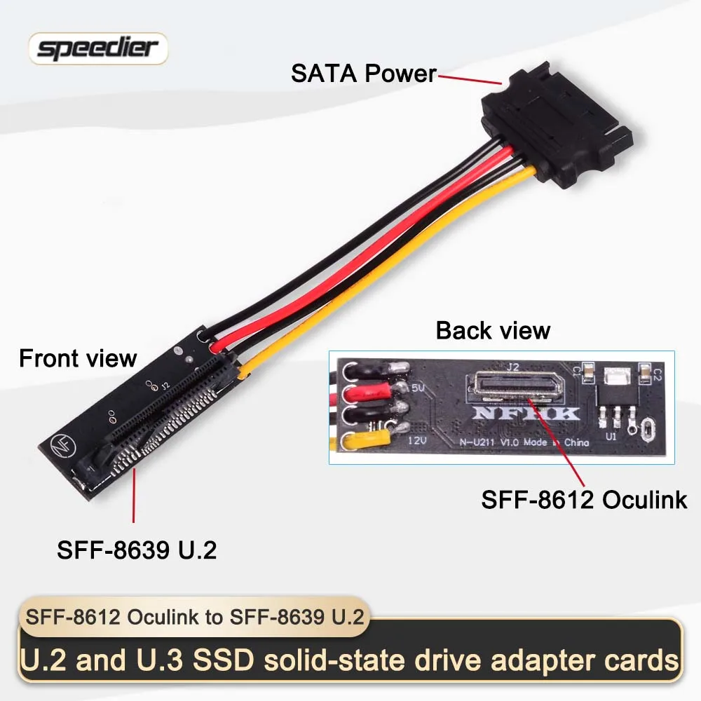 SFF-8611 Oculink к SFF-8639 Data U.2 U.3 SSD Карта адаптера твердотельного накопителя PCle NVMe SFF-8612 
SFF-8611 Oculink к SFF-8639 Data U.2 U.3 SSD Карта адаптера твердотельного накопителя PCle NVMe SFF-8612