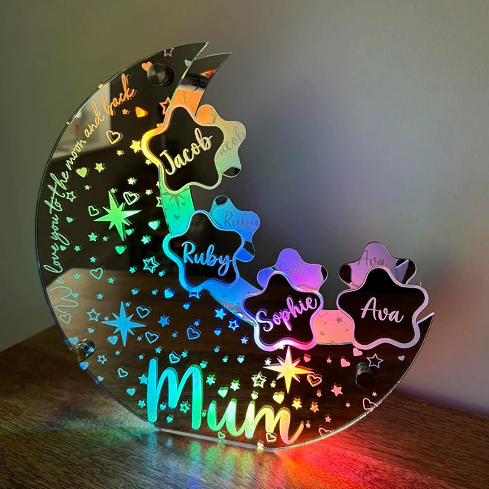 Custom Star and Moon Mirror - Personalized Surname and DIY Designs - Mother's Day Gifts - Star and Moon Pattern Home Decor
Custom Star and Moon Mirror - Personalized Surname and DIY Designs - Mother's Day Gifts - Star and Moon Pattern Home Decor