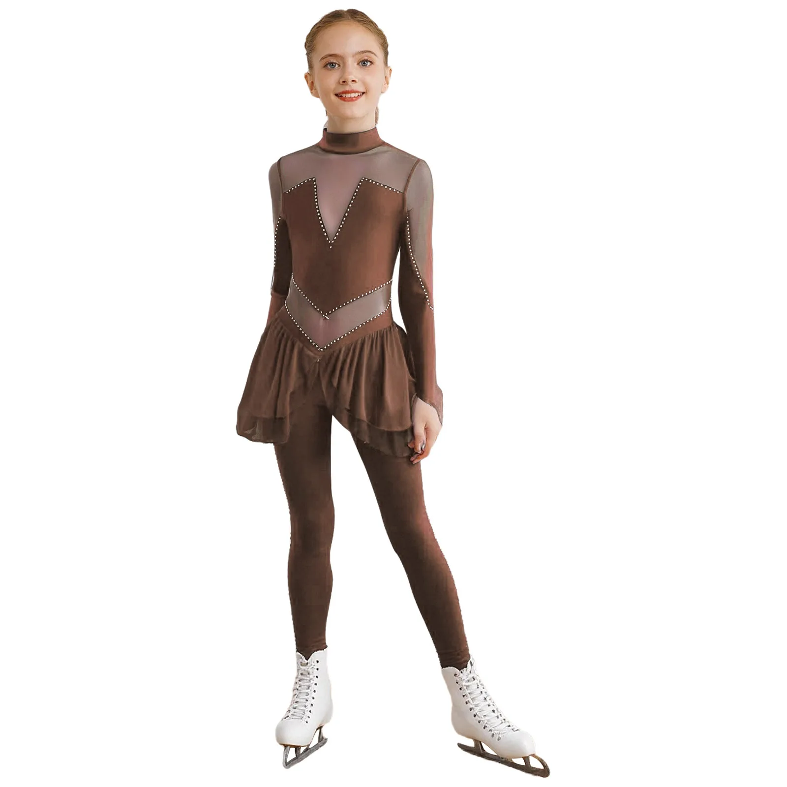 Kids Girls Acrobatic Gymnastics Dance Jumpsuit Long Sleeve Sheer Mesh Patchwork Shiny Rhinestones Figure Ice Skating Bodysuit
Kids Girls Acrobatic Gymnastics Dance Jumpsuit Long Sleeve Sheer Mesh Patchwork Shiny Rhinestones Figure Ice Skating Bodysuit