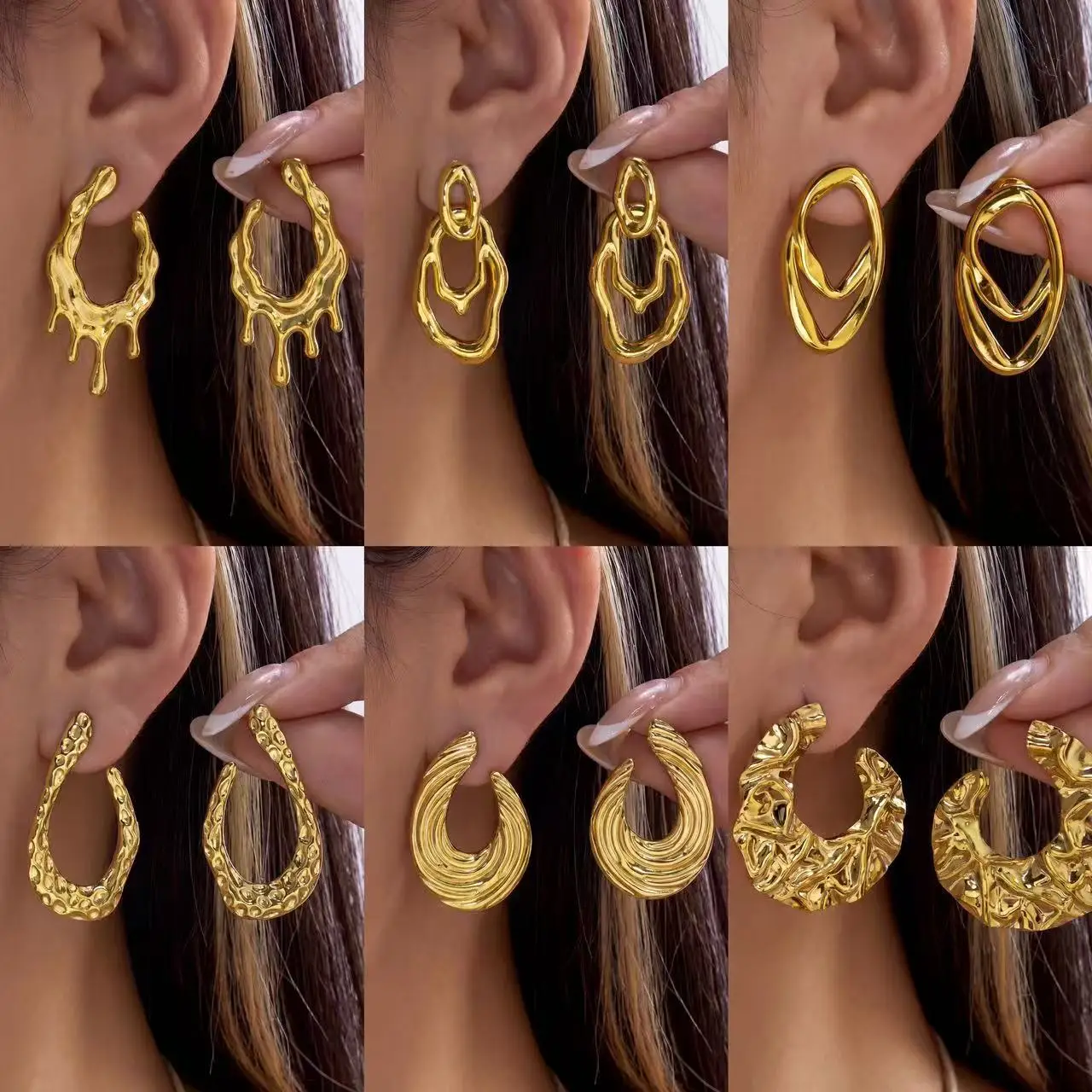Vintage Lava Irregular Hoop Earrings Waterproof Stainless Steel Geometric Open Loop Anti-fade Gold Chunky Textured Drop Earrings
Vintage Lava Irregular Hoop Earrings Waterproof Stainless Steel Geometric Open Loop Anti-fade Gold Chunky Textured Drop Earrings