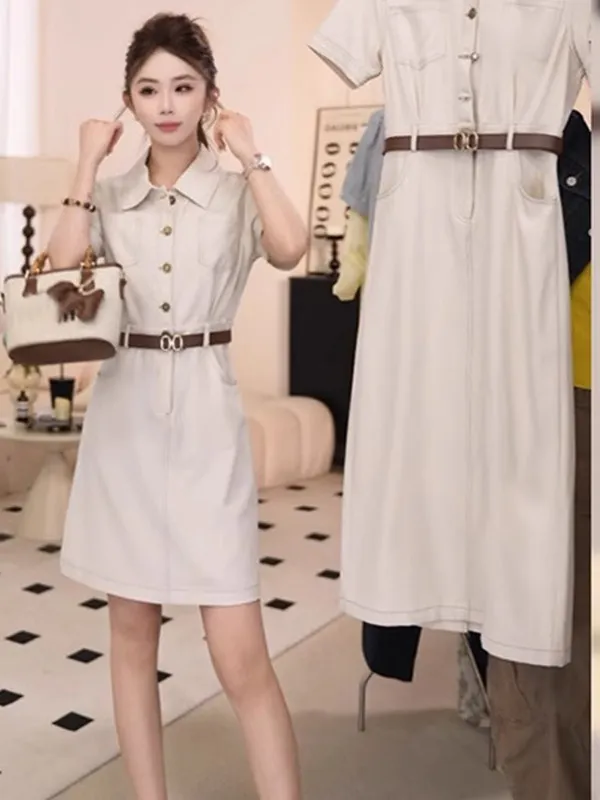 Summer 2026 Women's Commuter Style Slimming Waist Short Sleeve Pleated Dress Pure Color A-Line Skirt Business Casual Polyeste...
Summer 2026 Women's Commuter Style Slimming Waist Short Sleeve Pleated Dress Pure Color A-Line Skirt Business Casual Polyeste...