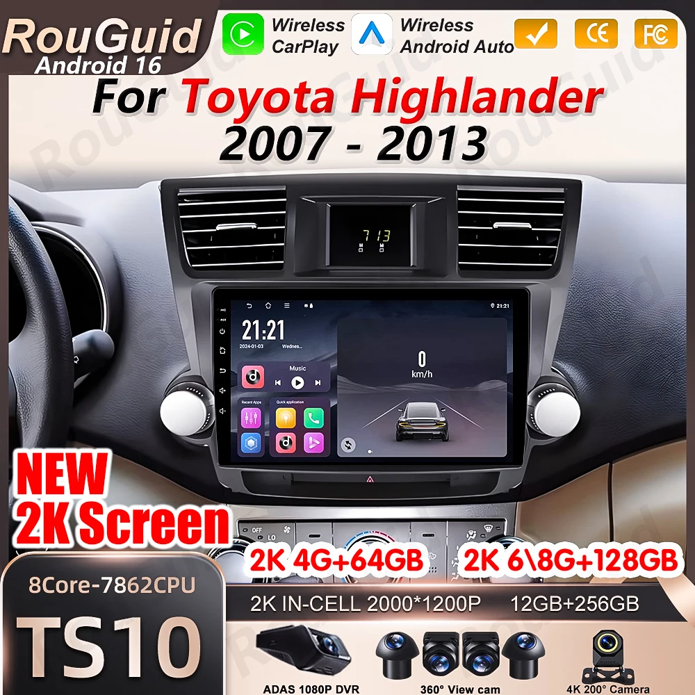 Android 16 Car Radio Auto For Toyota Highlander 2007 2008 2009 2010 2011 2012 2013 Video Multimedia Player GPS Navigation Stereo
Android 16 Car Radio Auto For Toyota Highlander 2007 2008 2009 2010 2011 2012 2013 Video Multimedia Player GPS Navigation Stereo