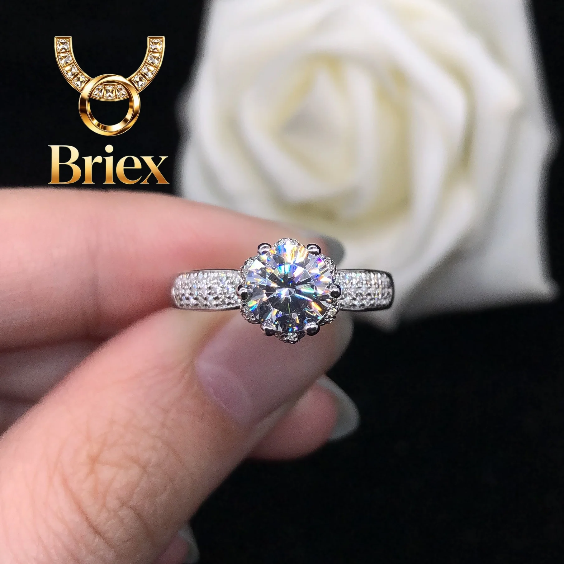 Briex Jewelry Daintiness 1Ct 6.5mm D Color VVS1 Moissanite Engagement Ring AU585 14K White Gold Ring Wedding Diamond Jewelry
Briex Jewelry Daintiness 1Ct 6.5mm D Color VVS1 Moissanite Engagement Ring AU585 14K White Gold Ring Wedding Diamond Jewelry