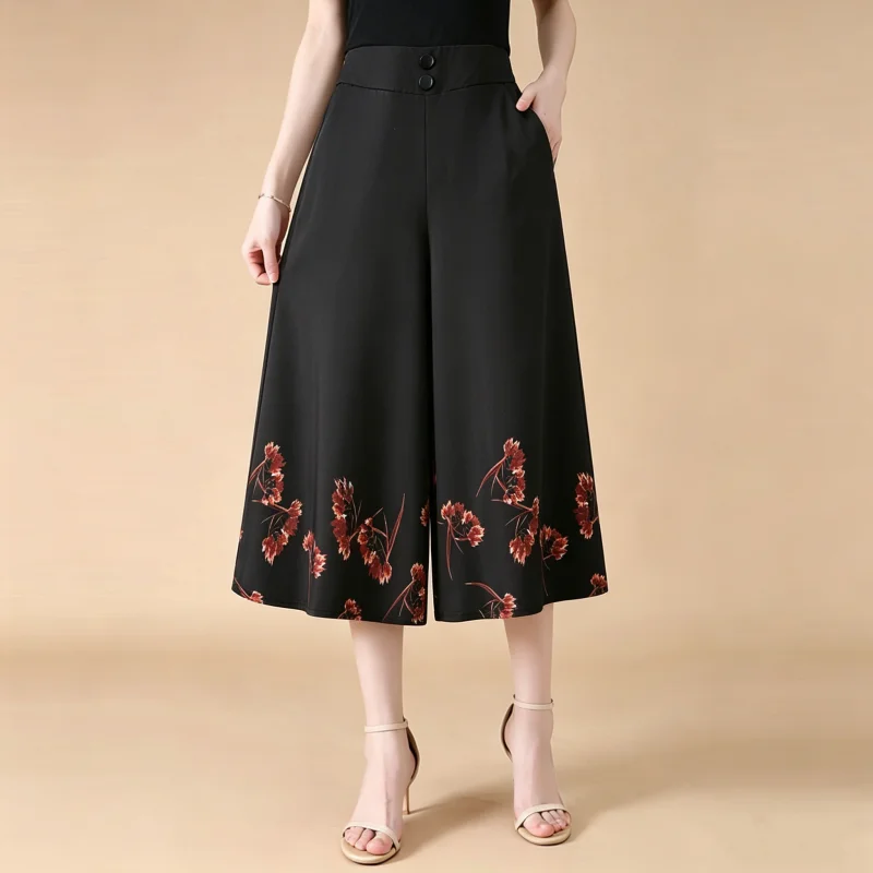 Women's Wide Leg Culottes High Waisted Capri Pants with Floral Print Dressy Casual Cropped Palazzo Plus Size Pants with Pockets
Women's Wide Leg Culottes High Waisted Capri Pants with Floral Print Dressy Casual Cropped Palazzo Plus Size Pants with Pockets