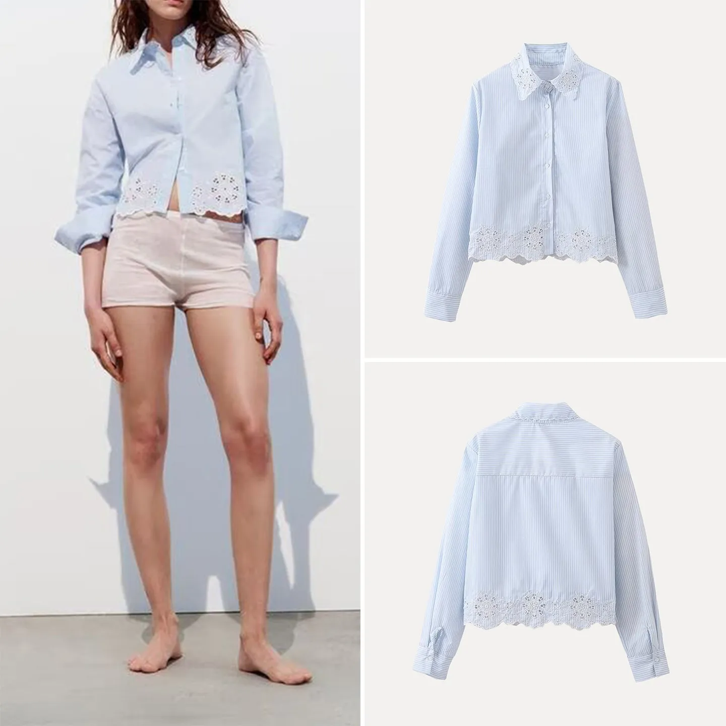 Women's Summer Casual Style Long Sleeve Embroidered Hollow out Stripe Short Shirt Loose Fit Chinese Brand Zadata
Women's Summer Casual Style Long Sleeve Embroidered Hollow out Stripe Short Shirt Loose Fit Chinese Brand Zadata