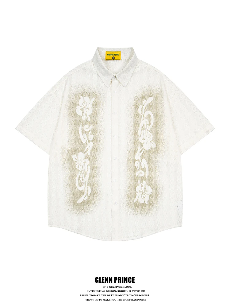 Bohemian Art Print Hollow out Lace Short Sleeve Men's Shirt Summer Lazy Design Sense Outerwear Polyester Breathable Casual
Bohemian Art Print Hollow out Lace Short Sleeve Men's Shirt Summer Lazy Design Sense Outerwear Polyester Breathable Casual