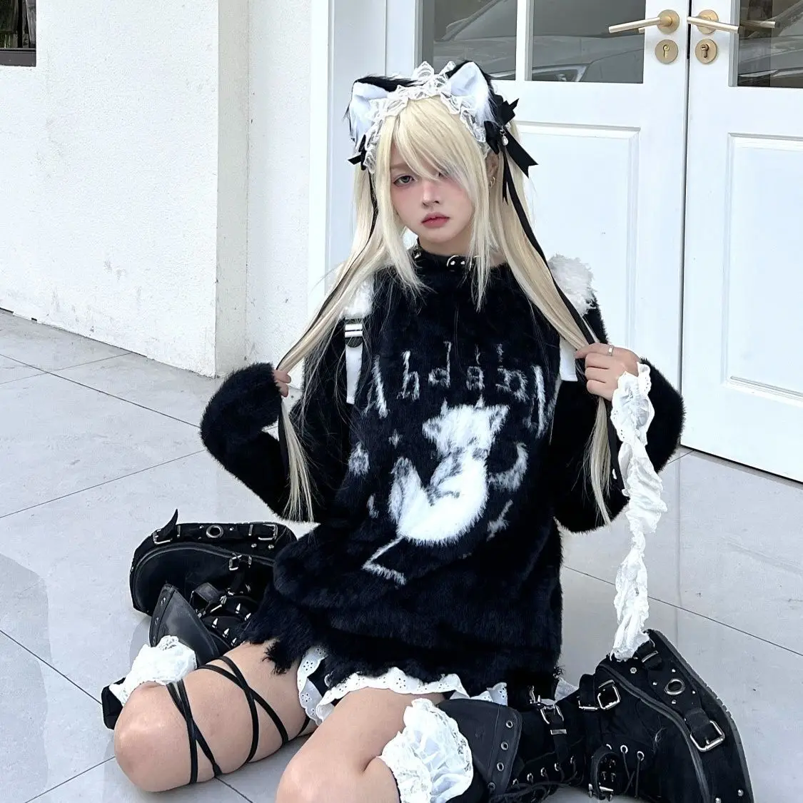 Soft Sweater Women Fun Evil Cat Faux Mink Fur Winter Y2K New Knit Tops for Female Students Warm Knitted Clothing Grunge Knitwear
Soft Sweater Women Fun Evil Cat Faux Mink Fur Winter Y2K New Knit Tops for Female Students Warm Knitted Clothing Grunge Knitwear